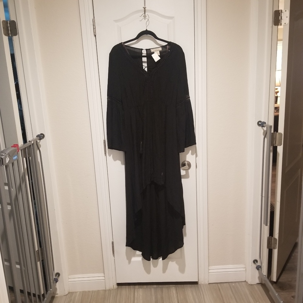 High low bohemian black dress